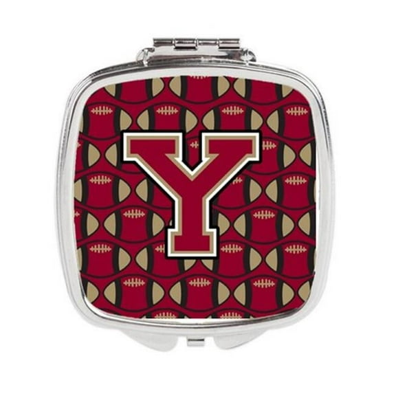 Carolines Treasures Letter Y Football Garnet & Gold Compact Mirror