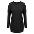 thumbnail image 3 of FASHIONWT Round Neck Long Sleeve Stitching Casual Pocket T-Shirt Top Women's Clothing, 3 of 4