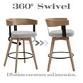 thumbnail image 6 of Dayalane Mid Century Modern Bar Stools Set of 1, 26" Swivel Counter Stools with Barrel Back, Linen Upholstered Barstools with Wood Legs for Kitchen Island, Dining Room, Home Bar，Grey, 6 of 9