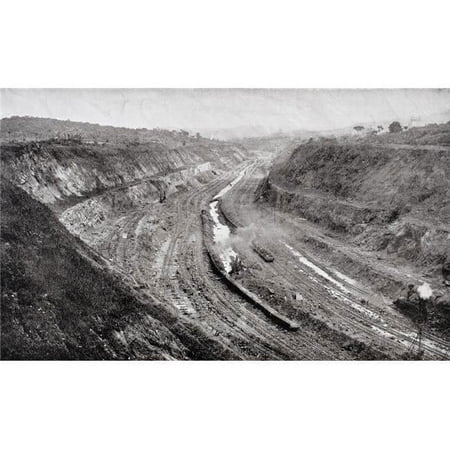 Culebra Cut From West Bank Showing Shovels At Work From The Book The Panama Canal by J Saxon Mills Published Early Poster Print, Large - 36 x 22