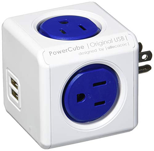 Compact for Travel Grey Surge Protection Space Saving 5 outlets Home and Office Child Proof sockets Wall Plug Allocacoc PowerCube |Original| ETL Certified Cellphone Charger 