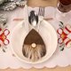 thumbnail image 1 of 1 pieza de bolsa de soporte para cubiertos de Santa muñeca sin rostro/bolsa de soporte para cubiertos de cuchillo de tenedor/2023 decoraciones navideñas [Lobo], 1 of 4