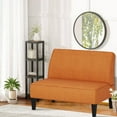 thumbnail image 3 of Andeworld Linen Loveseat Sofa Couch Upholstered Small Loveseat for Bedroom Armless Living Room Chairs Cushioned 2-Seater Settee loveseat (Orange), 3 of 7