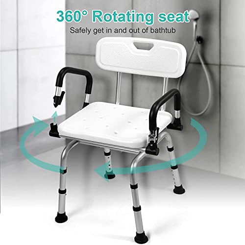 ARKANTOS 360° Swivel Shower Chair for Inside Shower, Medical Bath Seat