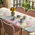 thumbnail image 3 of Easter Eggs Table Cloths for 8 Foot Rectangle Tables, Spring Daisy Eucalyptus Leaves Vintage Patio Waterproof Elastic Fitted Tablecloths, Washable Rectangular Table Cover for Camping, 3 of 8