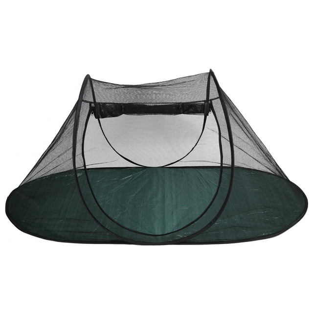 Tienda de campaña para Mascotas Parques para Exteriores Jaula Portátil Transpirable Cerdo Perros Parques HouseXBD176 Tienda Ovalada con Red Negra sobre Fondo Verde 189x90x78cm