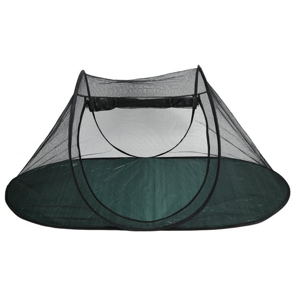 Tienda de campaña para Mascotas Parques para Exteriores Jaula Portátil Transpirable Cerdo Perros Parques HouseXBD176 Tienda Ovalada con Red Negra sobre Fondo Verde 189x90x78cm