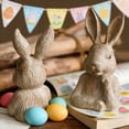 thumbnail image 5 of YingYouFu Easter Wood Grain Bunny Figurine Resin Sculpture Set of 2 Imitation Wood Finish Decorative Figurines for Study Desk Bedroom Home Decoration Shelf Mantle, 5 of 7