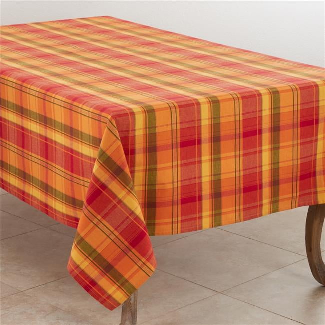 NEW Bee & Willow Autumn Plaid 60" x 120" Oblong Tablecloth Rust/Cream/Green 