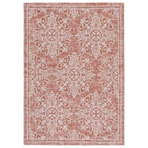 SAFAVIEH Courtyard Sheridan Floral Indoor/Outdoor Area Rug, Red/Ivory, 8' x 10'