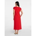 thumbnail image 5 of Time and Tru Women's and Women's Plus Side Tie Midi Dress with Dolman Sleeves, Sizes XS-4X, 5 of 5