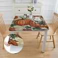 thumbnail image 2 of HAOXIT  Deluxe Elastic Edged Flannel Backed Vinyl Fitted Table Cover - Pumpkin All Over Pattern - Square - Fits Square Tables white, 2 of 7