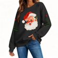 thumbnail image 7 of Women's Christmas Santa Print Sweatshirt, X-mas Party Holiday Crewneck Long Sleeve Fleece Lined Relaxed Tops, S-XXL, 7 of 7