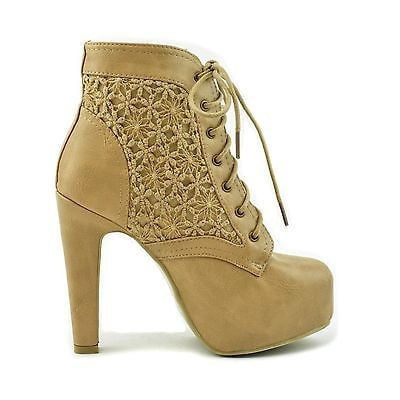 Oliana17 by Wild Diva Lounge Shoes, Military Combat Bootie Faux Leather Lace Up Crochet Lace