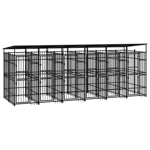 vidaXL Chenil Extérieur pour Chien avec Toit en Acier 11,06 M2