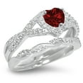 thumbnail image 2 of LaRaso & Co 1 Carat Garnet January Birthstone CZ Wedding Engagement Ring Set 925 Silver Size 6, 2 of 5