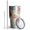 thumbnail image 2 of 30oz Pioneer Flower Floral Print Pattern Tumbler, Double Wall Vacuum Insulated Cup, BPA-Free Leak Proof Lid & Reusable Straws, Hot 12h, Cold 34h, 2 of 6