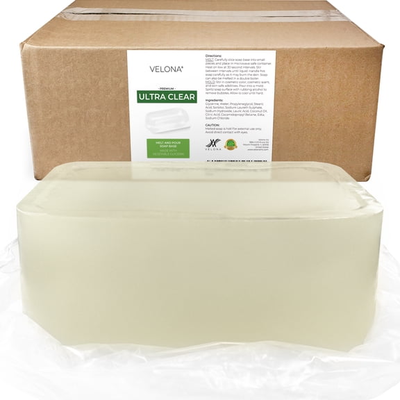 velona 25 LB - Ultra Clear Melt & Pour Glycerin Soap Base Bulk Melt and Pour | Transparent Natural Bar For The Best Result for Soap Making