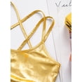 thumbnail image 6 of inhzoy Kids Girls Metallic Cross Back Dance Crop Top Spaghetti Strap Cami Gymnastics Skating Athletic Sports Bra Gold 14, 6 of 7