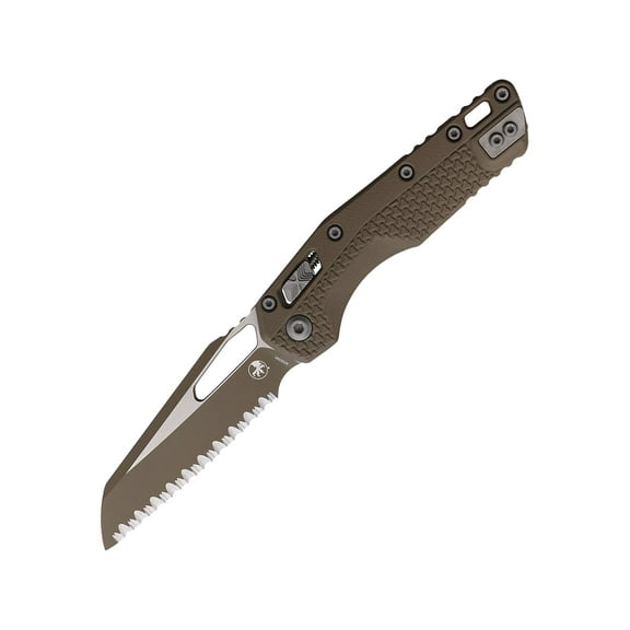 Microtech MSI Pocket Knife 3.88" Fully Serrated Sheepsfoot Bohler M390MK Flat Dark Earth Cerakote Blade Polymer Handle Flat Dark Earth