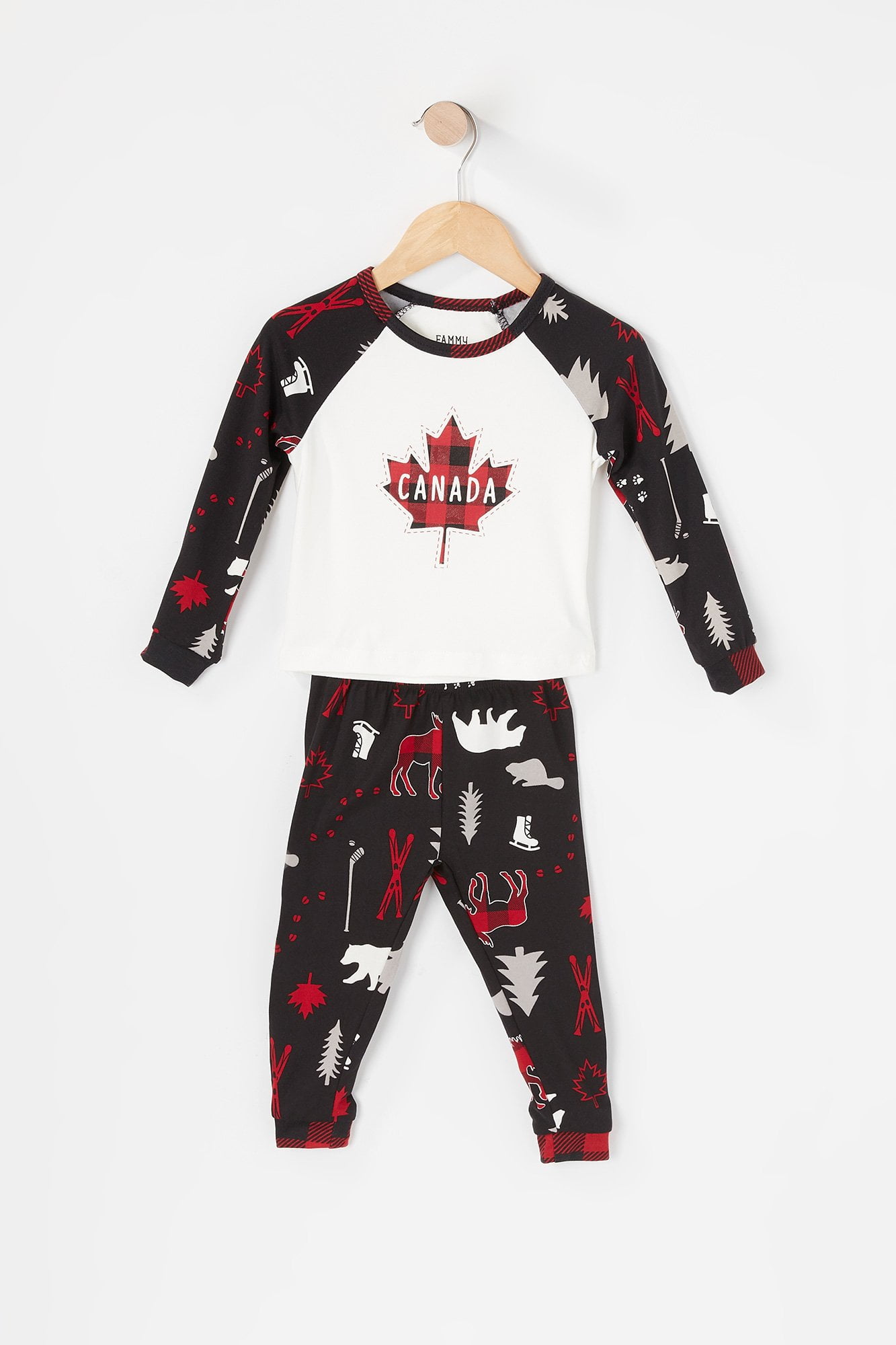 Urban Kids Baby Fammy Jammies 2Piece Canada Graphic Long Sleeve Top with Printed Bottom Pajama