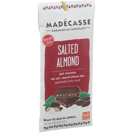Madecasse Chocolate Bars - 70 Percent Dark Chocolate - Salted Almond - 2.64 oz Bars - Case of