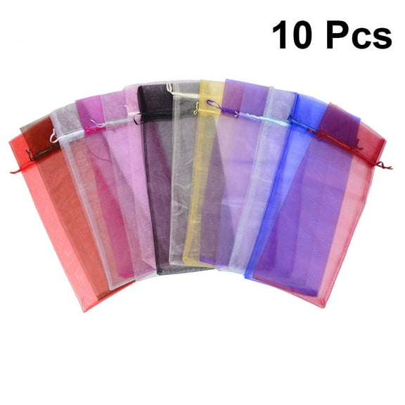 Sparsain 10Pcs Sheer Organza Wine Bottle Bags Pouches for Wedding Holiday Party Champagne Bottles Gift Wrapping Wine Packaging Bags Mixed Color