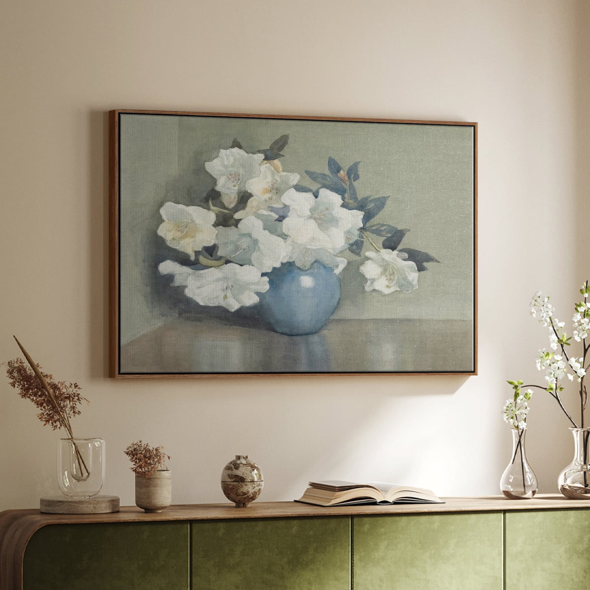 Vintage Botanical Print-LXI By Wexford Home Framed in Walnut Wood Gallery Wrapped Canvas 17 in. x 25 in.