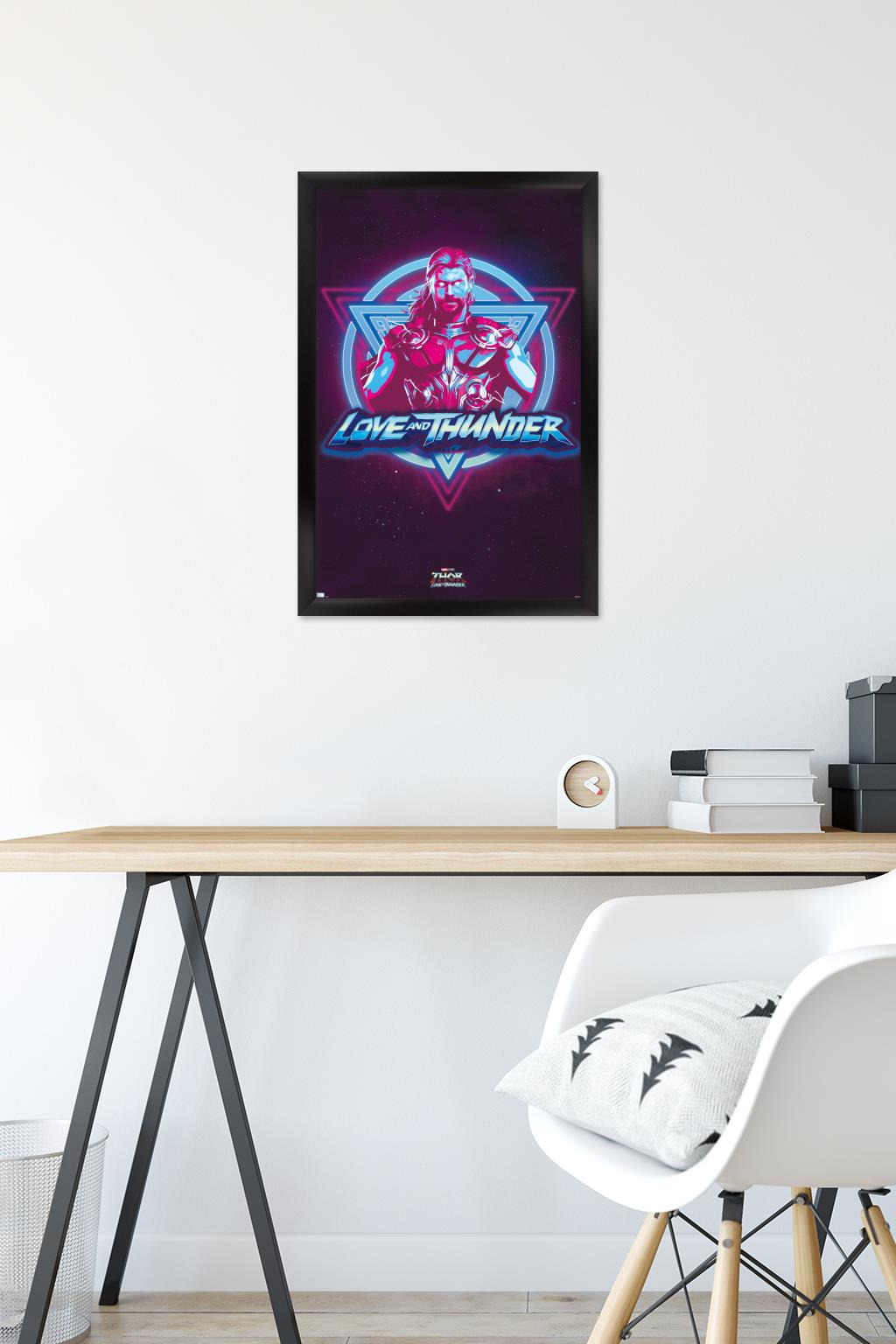 Marvel Thor: Love and Thunder - Vaporwave Wall Poster, 14.725" x 22.375" Framed