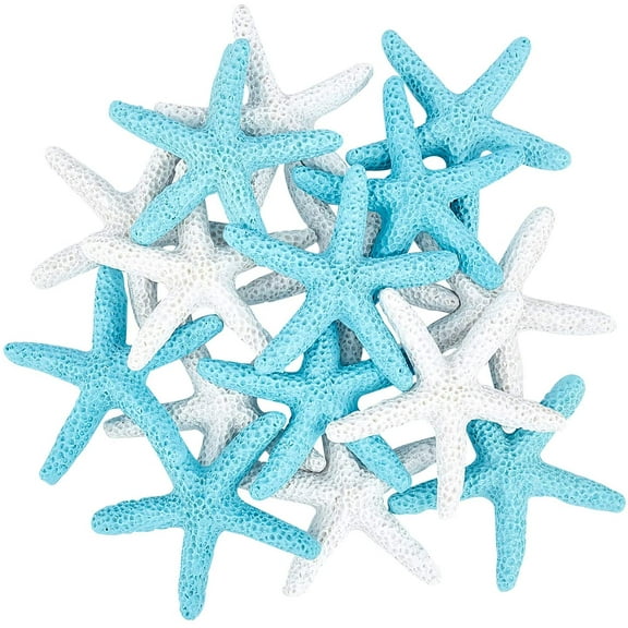2.2 Inch Pencil Finger Starfish 16pcs Resin Nautical Starfish Ornaments for Beach Wedding Party Christmas Tree Home 1box