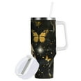 thumbnail image 2 of Ryvnso 40 oz Tumbler with Handle and Straw Insulated Stainless Steel Travel Mug with Lid Butterflies and Skull, 2 of 9
