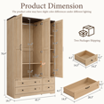 thumbnail image 6 of Brafabhome 71"H Wooden Armoire Wardrobe Closet with 4 Drawers, 3 Doors Modern Wardrobe Cabinet with Glass Mirror and Adjustable Shelf for Clothes Coats, Natural, 6 of 8