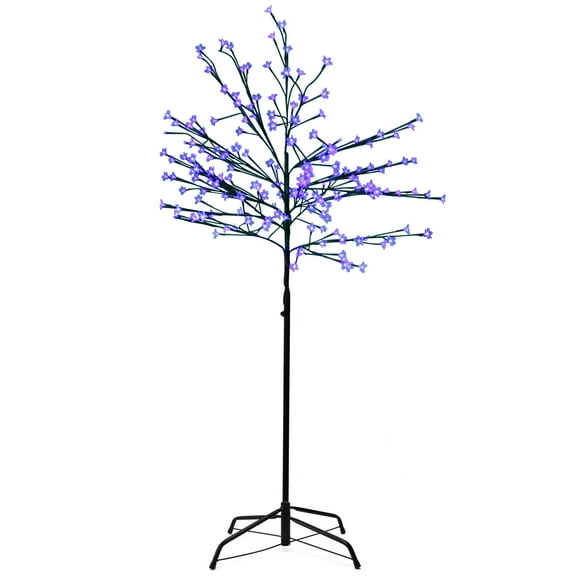 Northlight LED Lighted Japanese Sakura Blossom Artificial Flower Tree – 6' - Blue Lights