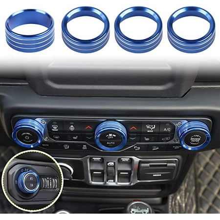 

Air Conditioner Headlight Switch Knobs Trim for 2018 2019 2020 2021 2022Jeep Wrangler JL JLU Gladiator JT Blue Aluminum Alloy 4p