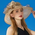thumbnail image 7 of Ticikt Womens Summer Dress Hat Wide Leaf Flower Bridal Shower Hat Sun Hats Beach Hat,Color:Khaki, 7 of 7