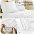 thumbnail image 3 of Lux Decor 100% Organic Viscose from Bamboo Queen Sheets Set - 4 Piece Ultra-Soft Luxury Cooling Bed Sheets, 16" Deep Pocket, Breathable & Hypoallergenic - White, 3 of 10