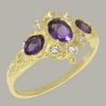 thumbnail image 2 of LBG English Made 9k Yellow Gold Natural Amethyst & Cubic Zirconia Womens Anniversary Ring - Size 6.5, 2 of 5