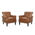 thumbnail image 7 of UIXE PU Leather Accent Chairs Set of 2 Modern Armchair Upholstered Arm Chair for Living Room, Brown, 7 of 7