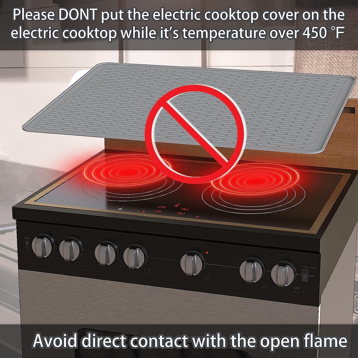 Multipurpose Sink Mat Silicone Non-Slip Under Sink Mat Heat Resistant Solid Flexible Dishwasher Safe Stove Top Cover, Dark Grey