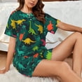 thumbnail image 4 of Balery Colorful Dinosaurs Conjunto de Pijama para Mujer con Estampado, Dos Piezas de Manga Corta y Shorts, Ropa de Dormir Suave con Cuello Redondo y Bolsillos-Large, 4 of 6