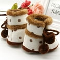 thumbnail image 4 of Lovebay Infant Boots Winter Baby Girl Shoes Soft Sole Anti-Slip Toddler Snow Warm Prewalker Newborn Slippers Wave Point Brown 0-6 Months, 4 of 7