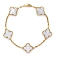 thumbnail image 1 of Pre-Owned Van Cleef & Arpels Vintage Alhambra 5 Motifs Bracelet 18K Yellow Gold and Mother of Pearl By Rebag, 1 of 4