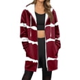 thumbnail image 3 of Women's Long Sleeve Hooded Zipper Jacket Coat Top Blouse Casual with Pockets Print Design for Daily Streetwear Loungewear Travel Fashion Essential Gift for Ladies | CSEONE,Wine L, 3 of 9