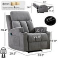 thumbnail image 5 of Ebello Heated Manual Massage Recliner with Cup Holder Padded Breathable Fabric Recliner, Home Theater Seating，Light Gray, 5 of 11