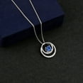 thumbnail image 6 of Rosec Jewels Lab Grown Blue Sapphire Eternity Pendant Necklace for Women with Moissanite (6 mm), 18K White Gold, 6 of 7