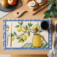 thumbnail image 2 of Summer Botanical Placemats Set of 12, Watercolor Lemons Brown Branch Blue Geometric Frame Non-Slip Place Mats Washable Table Mats for Kitchen Dining Table Decorations Indoor/Outdoor, 2 of 9