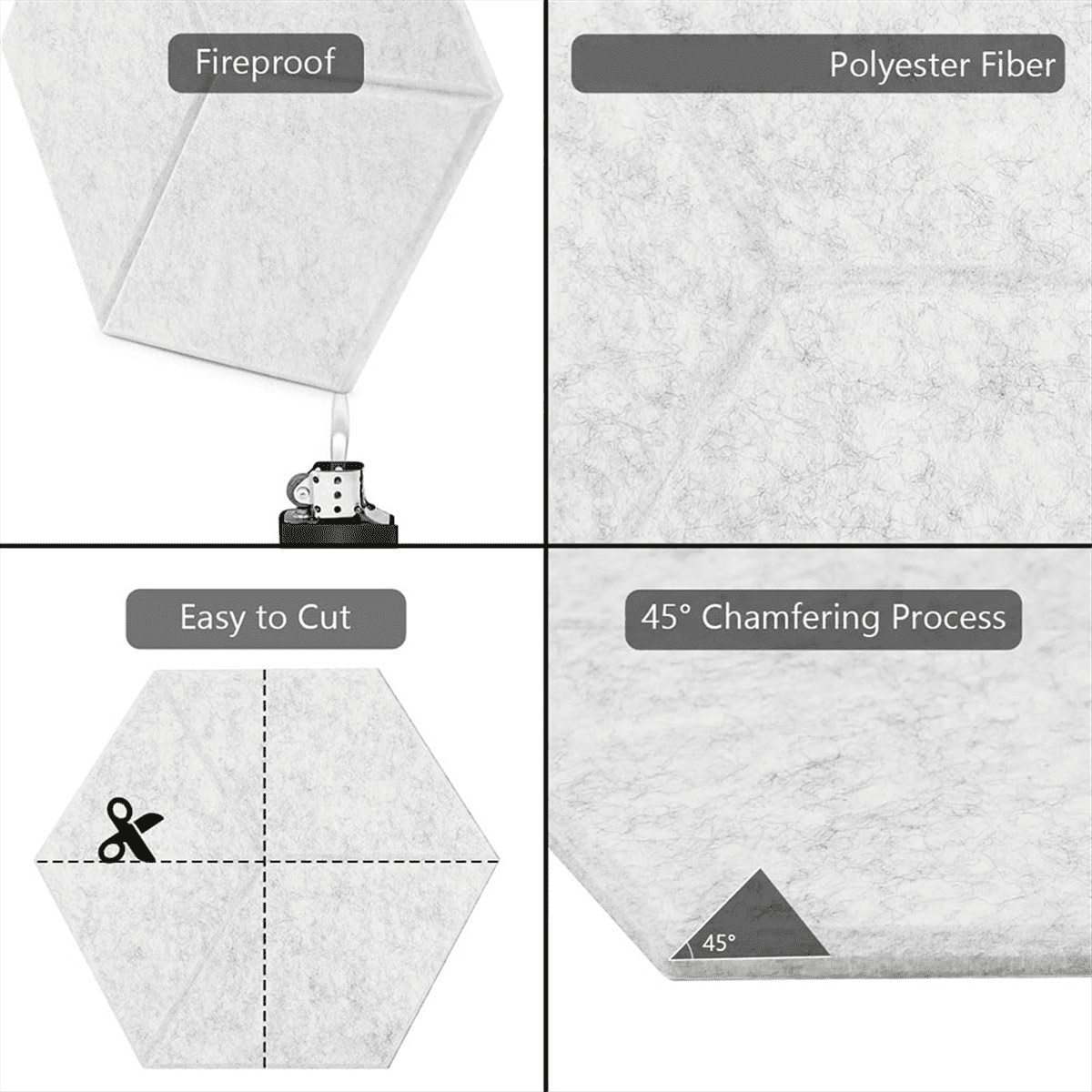 Acoustic Panels with Self-Adhesive, Sound Proof Foam Panels,Gray