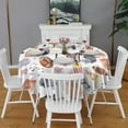 thumbnail image 2 of Colorful Rugby Game Items Pattern Round Tablecloth 60"x60",Wrinkle Wipeable Table Cloth for Kitchen Dining Room Picnic Patio Party, 2 of 6
