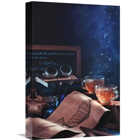 Global Gallery Dina Belenko,'Steampunk Tea (with Goggles And Blueprints)' Stretched Canvas Artwork