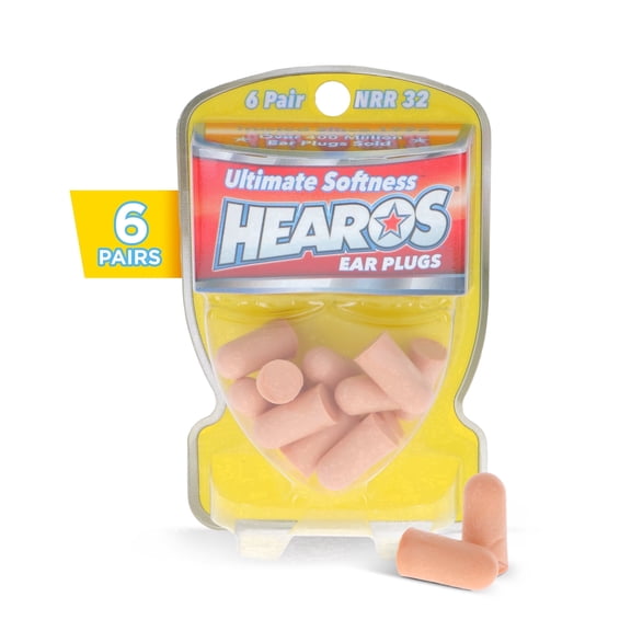 HEAROS Ultimate Softness Ear Plugs, Soft Foam Sleep Ear Plugs for Noise Reduction, NRR 32, 6 pairs